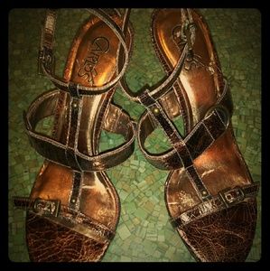 Carlos Santana "Tribal" open toe heels